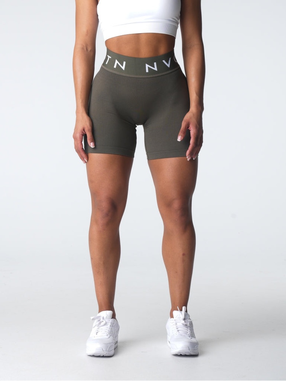 NVGTN Olive High-Waist Seamless Bike Shorts S
